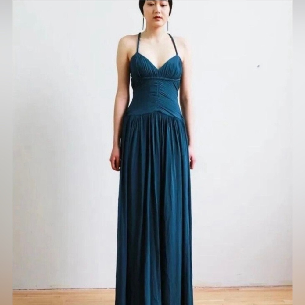 BCBG Max Azria Teal long evening gown size L. NWT